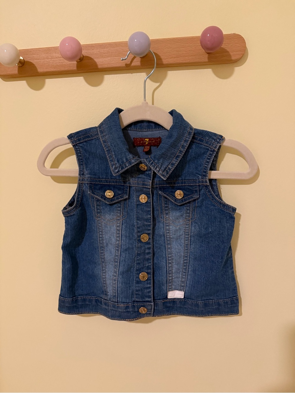 7 For All Mankind Girls' Blue Denim Sleeveless Jacket